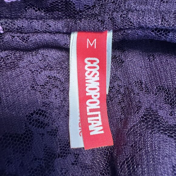 Cosmopolitan Babydoll Slip Dress Womens Size M Purple Lace Contrast Sheer Y2K - Picture 6 of 8